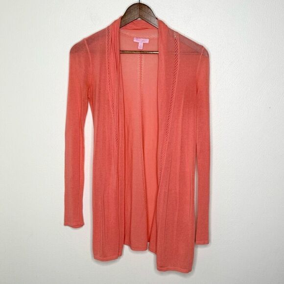 Lily Pulitzer Coral Orange Open Front Cardigan - Women’s US XS - Picture 1 of 8